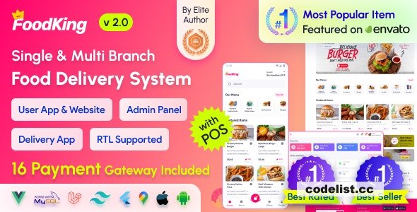Rewrite this title FoodKing v24 Restaurant Food Delivery System