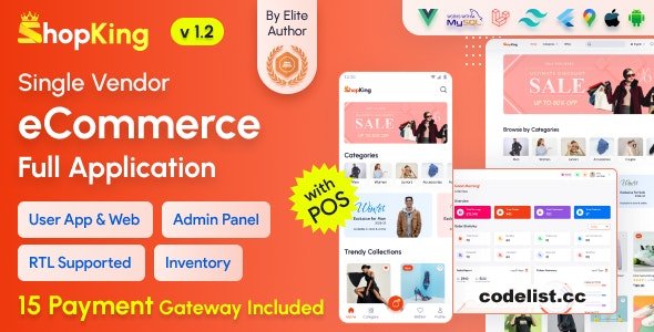 Rewrite this title ShopKing v15 eCommerce App with Laravel