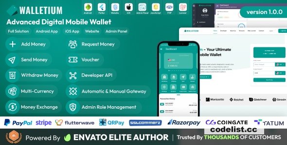 Complete Digital Wallet and Payment Gateway Solution Walletium Version