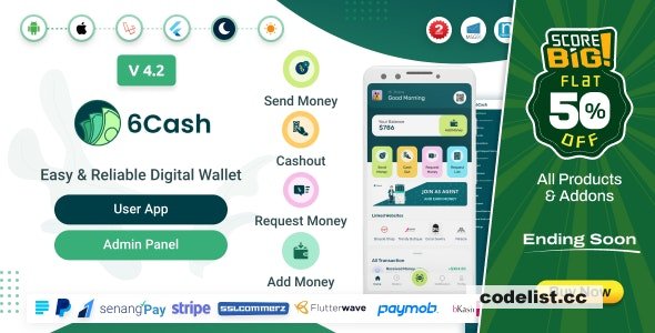6Cash Version 43 Secure Digital Wallet App with Laravel