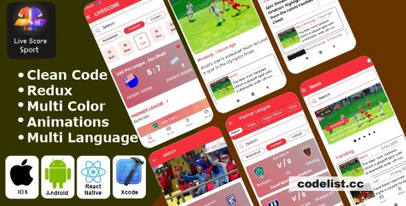 Sports App Template for iOS and Android Real Time Score