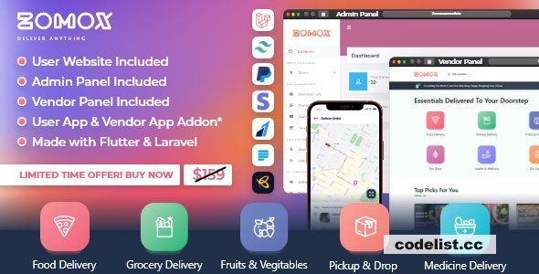 Zomox v21 Delivery Services for Groceries Food and Pharmacy