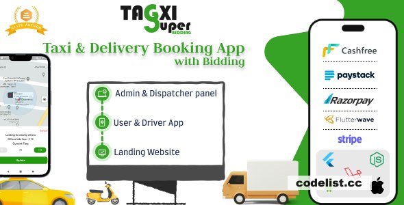 Complete Taxi and Goods Delivery Solution with Bidding Options