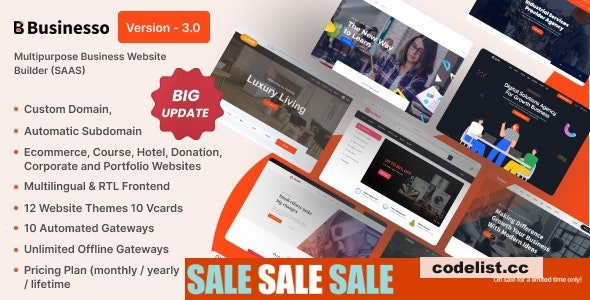 Businesso Version 34 SAAS Business Website Builder with Multitenancy