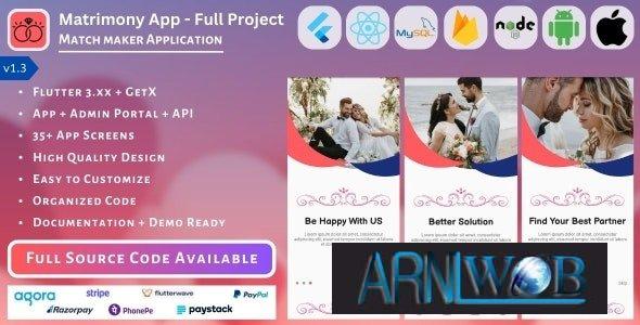 Matrimonial App Version 13 Complete Project Including Mobile App Admin