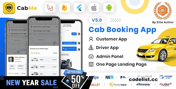 Complete Taxi Booking Solution CabME v51 Flutter App