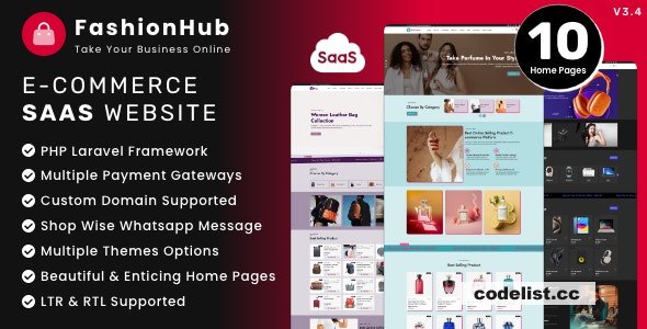 FashionHub SaaS v36 An eCommerce Website Builder for Streamlined
