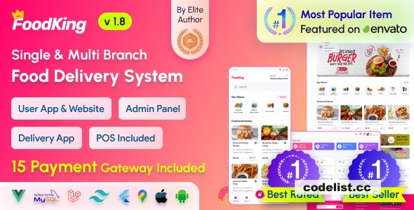 FoodKing Version 19 A Restaurant Food Delivery System Complete with