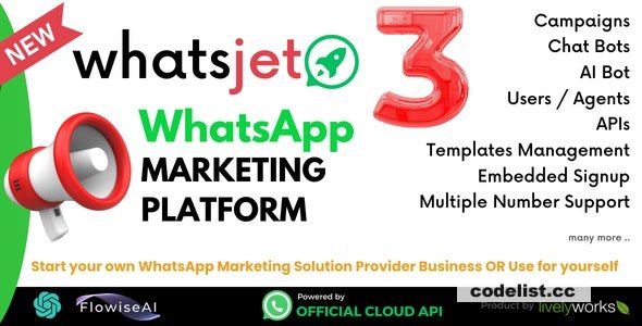 What is WhatsJet SaaS v355 and its features for WhatsApp