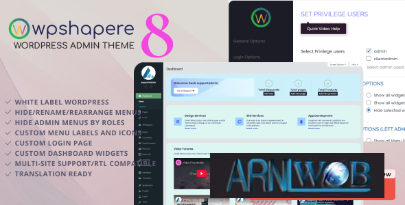 Best WordPress Admin Theme WPShapere v800 Review
