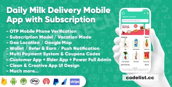 Mobile App for Daily Milk Delivery and Grocery Subscription with
