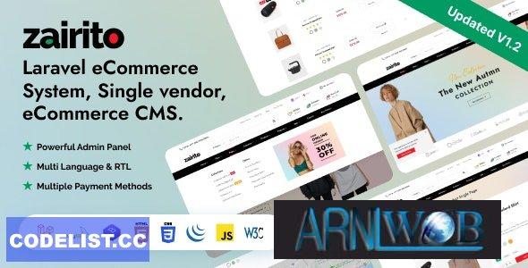 Zairito version 18 A User Friendly Laravel eCommerce System for Single