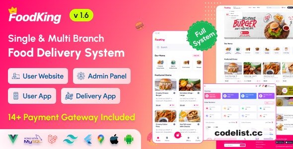 FoodKing v16 Restaurant Delivery System with Admin Panel Driver