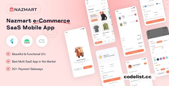NazMart v102 Flutter Mobile App for Tenant Shopping