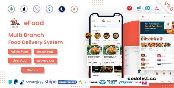 eFood v102 Complete Food Delivery Solution with Laravel Admin Panel