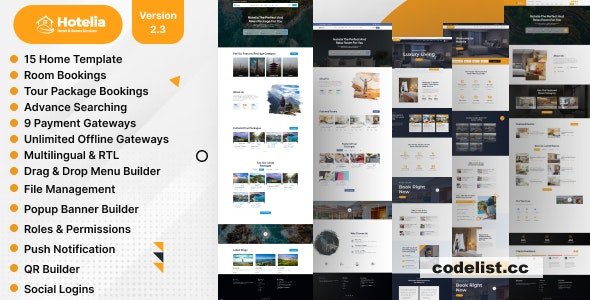 Hotelia v23 Ultimate Hotel and Resort Booking Management Website Solution