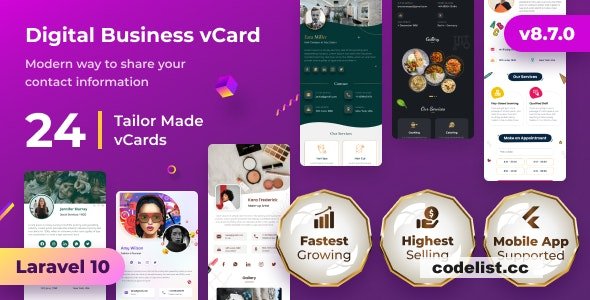VCard SaaS 8.9.0: Ultimate Digital Business Card Builder with Mobile App & NFC Support 1 VCard SaaS 890 Ultimate Digital Business Card Builder with Mobile