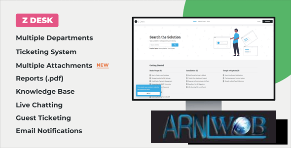 Z Desk v2.2: Comprehensive Support Ticket System with Knowledge Base and FAQs (Nulled Version) 1 Z Desk v22 Comprehensive Support Ticket System with Knowledge Base