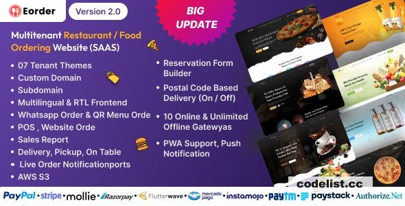 Eorder v20 The Ultimate Multi Tenant SaaS Solution for Restaurant and