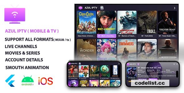 AZUL IPTV XTREAM Versatile Flutter App for Mobile Android