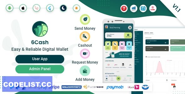 6Cash v40 Digital Wallet Mobile App with Laravel Admin Panel