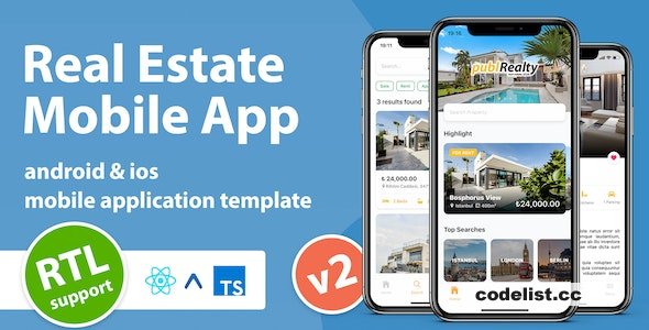 Ultimate React Native v60 Real Estate Mobile App Template for